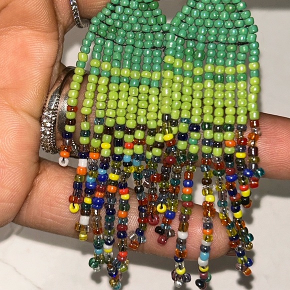 Vibrant Multicolor Beaded Earrings - Picture 2 of 3